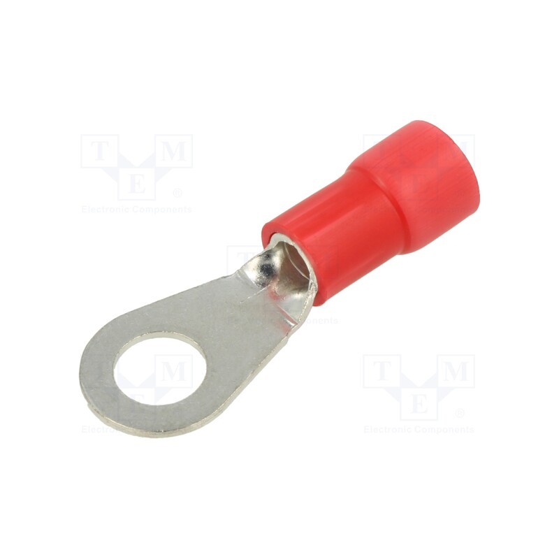10 pcs : PV8-56R-QY - Tip: ring, Ø: 8mm, crimped, for cable, insulated, tinned, red, copper