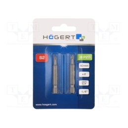 10 pcg : HT1S324 - Screwdriver bit, Pozidriv®, PZ0, Overall len: 50mm, 2pcs.