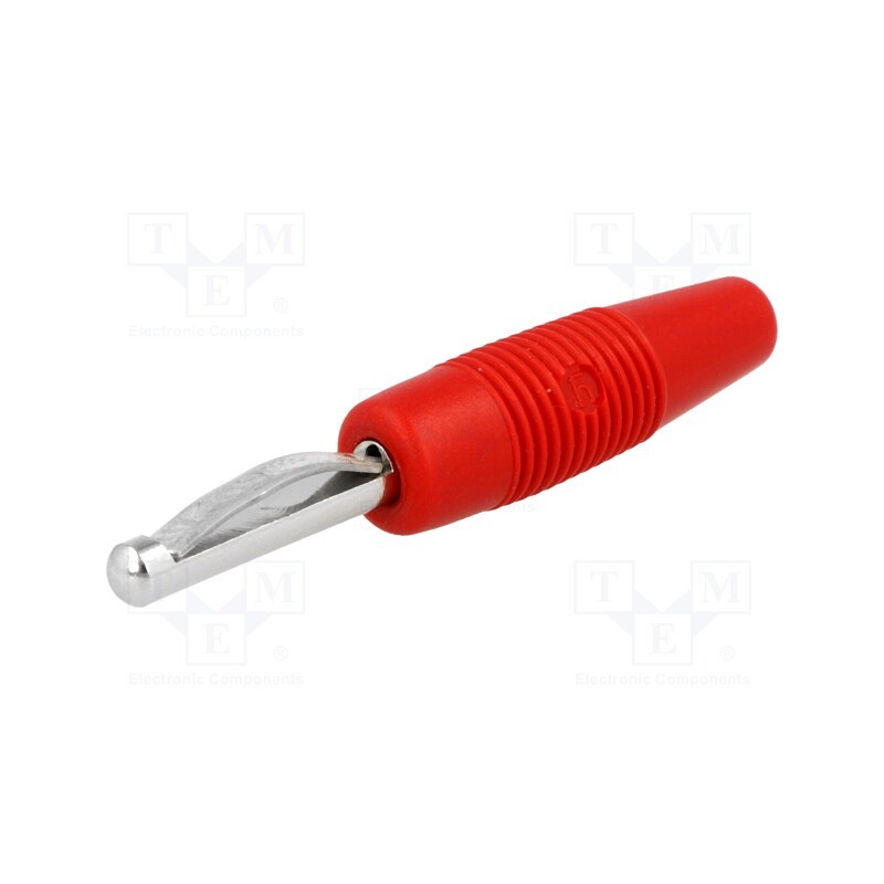 10 pcs : VON 30 RT - Plug, 4mm banana, 30A, 60VDC, red, non-insulated, 3mΩ, 2.5mm2, 51mm