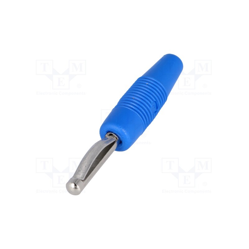 10 pcs : VON 30 BL - Plug, 4mm banana, 30A, 60VDC, blue, non-insulated, 3mΩ, 2.5mm2, 51mm