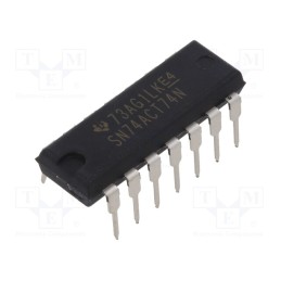10 pcs : SN74ACT74N - IC: digital, D flip-flop, Ch: 2, CMOS,TTL, THT, DIP14, , ACT, 20uA