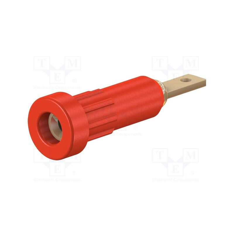 10 pcs : 23.1011-22 - Socket, 2mm banana, 10A, Overall len: 23mm, red, soldered,on panel