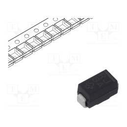 20 pcs : RGF1J-E3/67A - Diode: rectifying, SMD, 600V, 1A, 250ns, SMC, Ufmax: 1.3V, Ifsm: 30A
