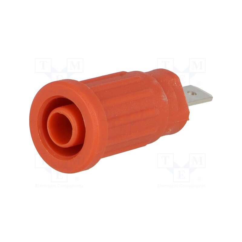 10 pcs : SEPB 6451 NI / RT - Socket, 4mm banana, 24A, 1kV, red, nickel plated, on panel,push-in
