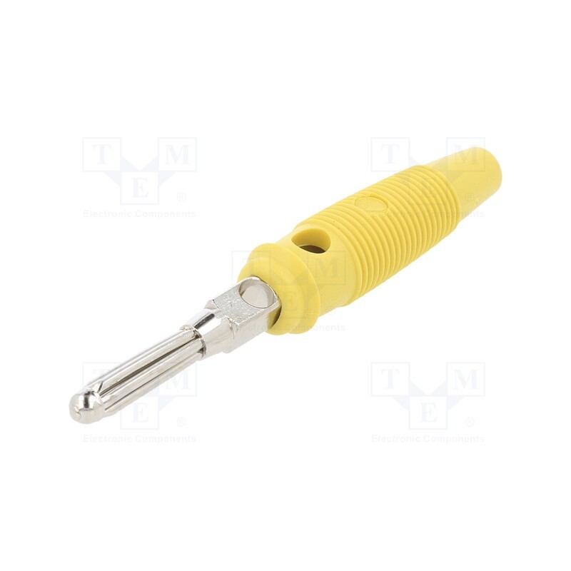 10 pcs : BUELA 20 K GE - Plug, 4mm banana, 16A, 60VDC, yellow, non-insulated, 3mΩ, 1.5mm2