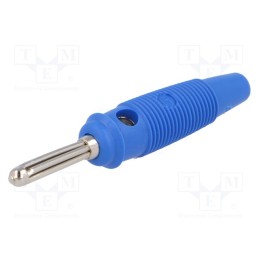 10 pcs : BUELA 20 K BL - Plug, 4mm banana, 16A, 60VDC, blue, non-insulated, 3mΩ, 1.5mm2