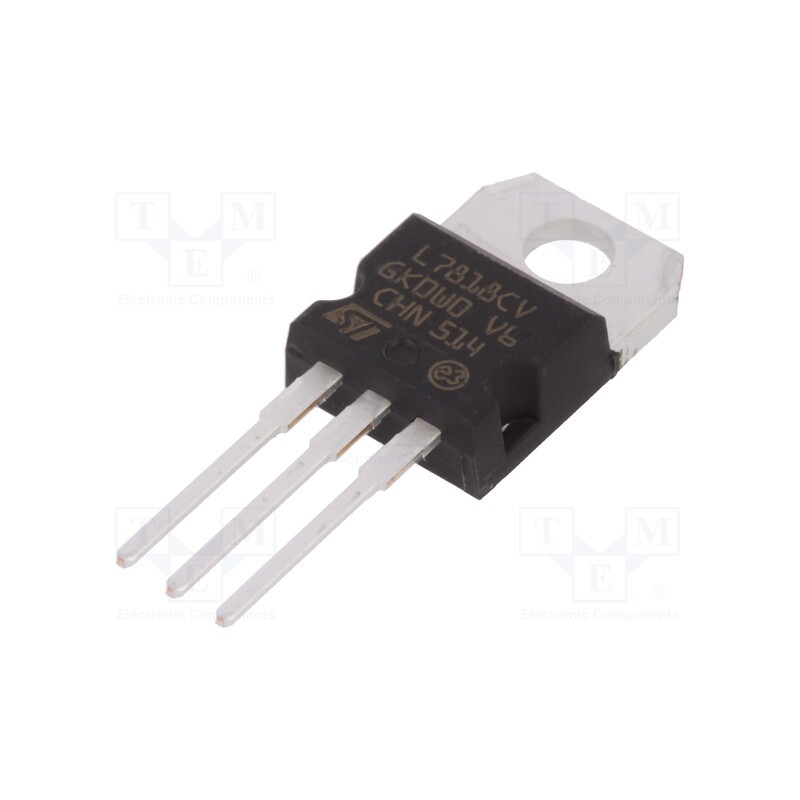 10 pcs : L7818CV-DG - IC: voltage regulator, linear,fixed, 18V, 1.5A, TO220AB, THT,