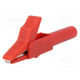 10 pcs : AX-CR-4PM-R - Crocodile clip, 15A, red, Grip capac: max.12mm, Socket size: 4mm