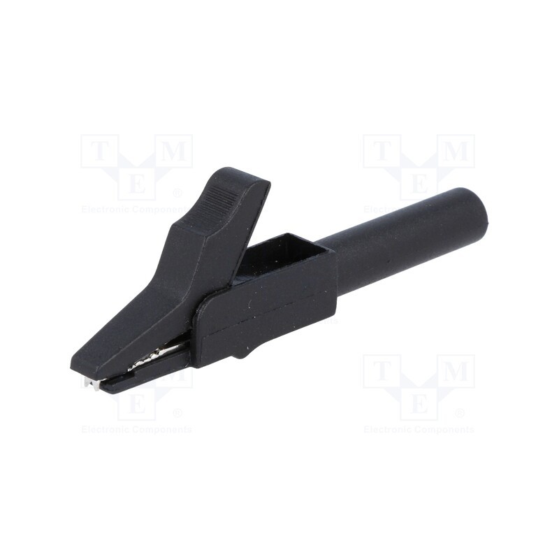 10 pcs : AX-CR-4PM-B - Crocodile clip, 15A, black, Grip capac: max.12mm, Socket size: 4mm