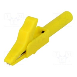 10 pcs : AX-CR-4PM-Y - Crocodile clip, 15A, yellow, Grip capac: max.12mm, Contacts: brass