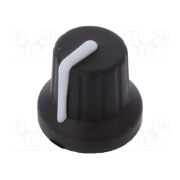 10 pcs : FC72606S - Knob, with pointer, rubber,plastic, Øshaft: 6mm, Ø16x15.1mm, black