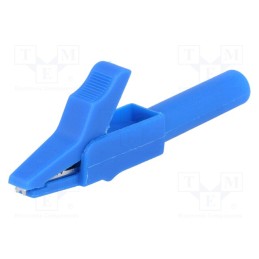 10 pcs : AX-CR-4PM-BL - Crocodile clip, 15A, blue, Grip capac: max.12mm, Socket size: 4mm