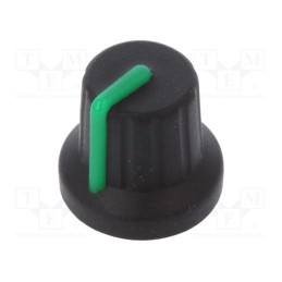10 pcs : FC72604S - Knob, with pointer, rubber,plastic, Øshaft: 6mm, Ø16x15.1mm, black