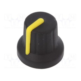 10 pcs : FC72605S - Knob, with pointer, rubber,plastic, Øshaft: 6mm, Ø16x15.1mm, black