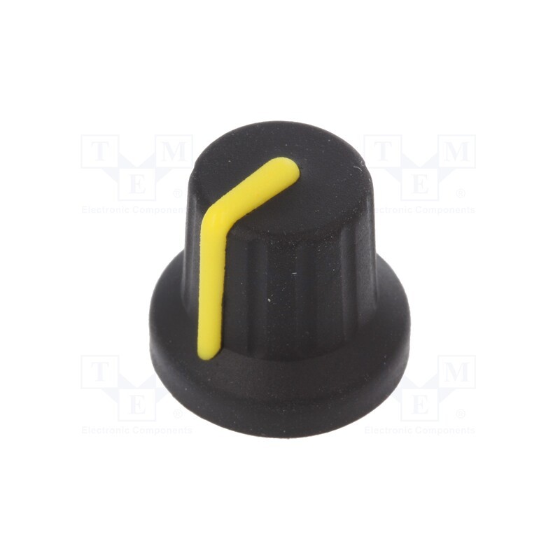 10 pcs : FC72605S - Knob, with pointer, rubber,plastic, Øshaft: 6mm, Ø16x15.1mm, black