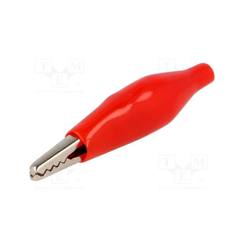 50 pcs : - Crocodile clip, 60VDC, Grip capac: max.8mm, Overall len: 41.5mm