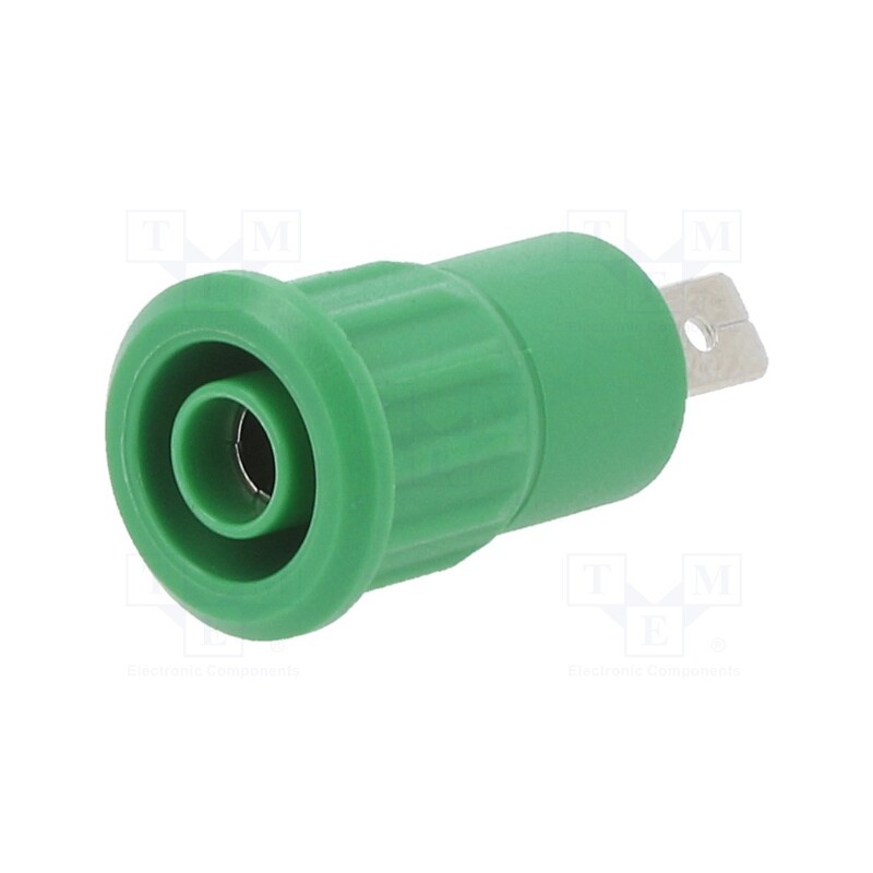 10 pcs : 23.3160-25 - Socket, 4mm banana, 24A, 1kV, Cutout: Ø12.2mm, green, nickel plated