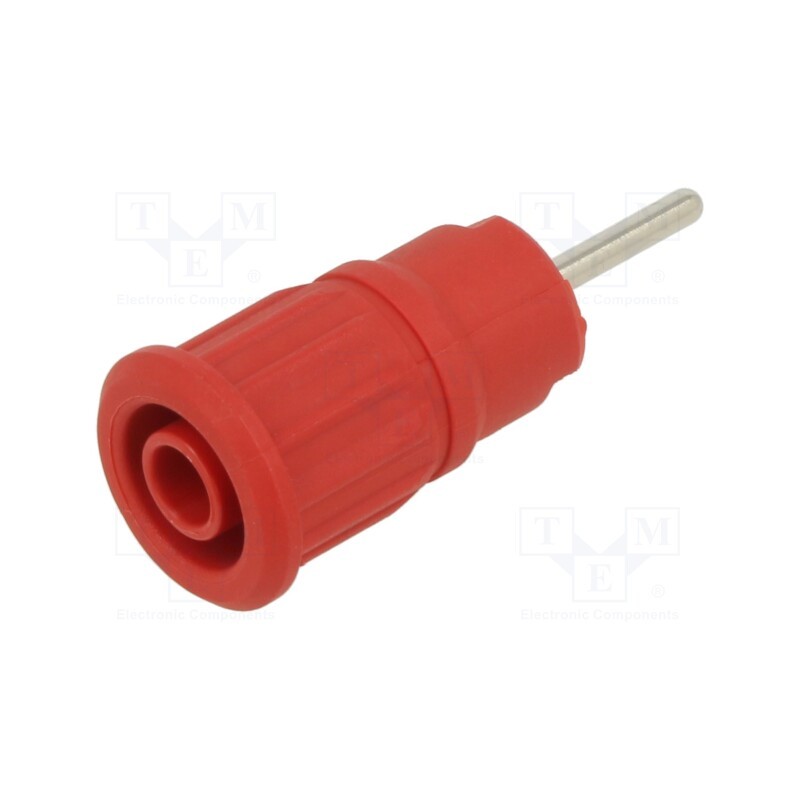 10 pcs : 49.7080-22 - Socket, 4mm banana, 24A, 1kV, L: 35.5mm, red, nickel plated