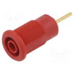 10 pcs : 23.7000-22 - Socket, 4mm banana, 24A, 1kV, red, gold-plated, on panel