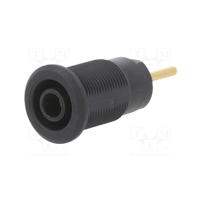 10 pcs : 23.7000-21 - Socket, 4mm banana, 24A, 1kV, black, gold-plated, on panel