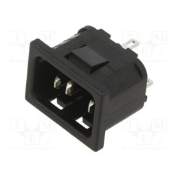 10 pcs : PX0575/30/28 - Connector: AC supply, socket, male, 10A, 250VAC, IEC 60320, C14 (E)