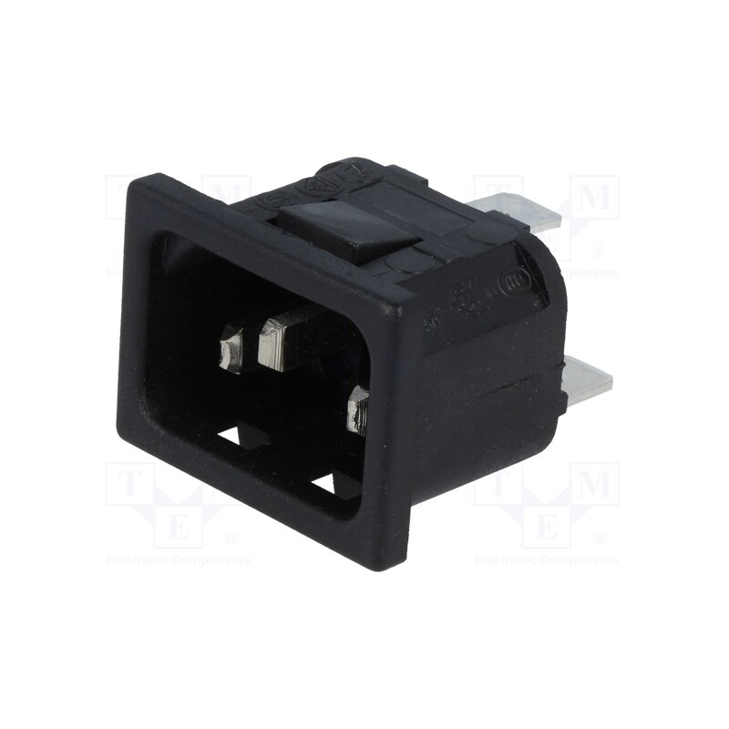 10 pcs : PX0575/30/63 - Connector: AC supply, socket, male, 10A, 250VAC, IEC 60320, C14 (E)