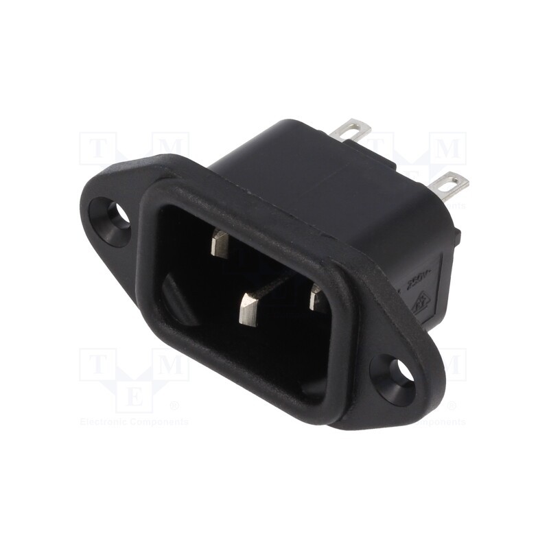 10 pcs : PX0580/28 - Connector: AC supply, socket, male, 10A, 250VAC, C14 (E), -40÷70°C