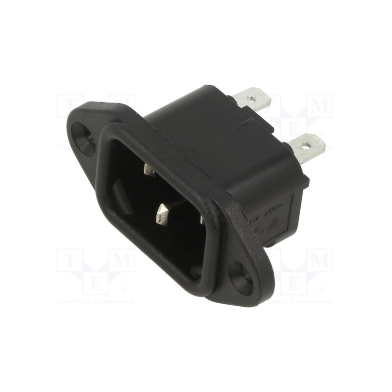 10 pcs : PX0580/48 - Connector: AC supply, socket, male, 10A, 250VAC, C14 (E), -40÷70°C