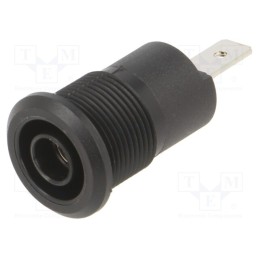 10 pcs : 23.3030-21 - Socket, 4mm banana, 24A, 1kV, black, nickel plated, on panel,screw