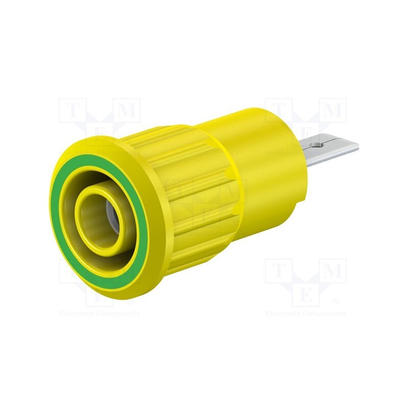 10 pcs : 23.3160-20 - Socket, 4mm banana, 24A, 1kV, Cutout: Ø12.2mm, yellow-green, brass