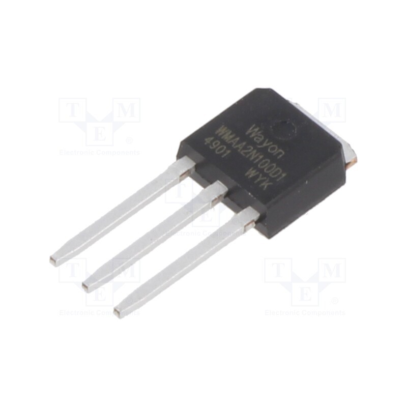 10 pcs : WMAA2N100D1 - Transistor: N-MOSFET, WMOS™ D1, unipolar, 1kV, 2A, Idm: 8A, 60W