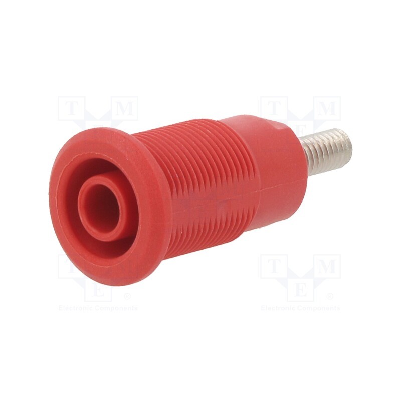 10 pcs : 66.7034-22 - Socket, 4mm banana, 32A, red, nickel plated, Overall len: 33mm