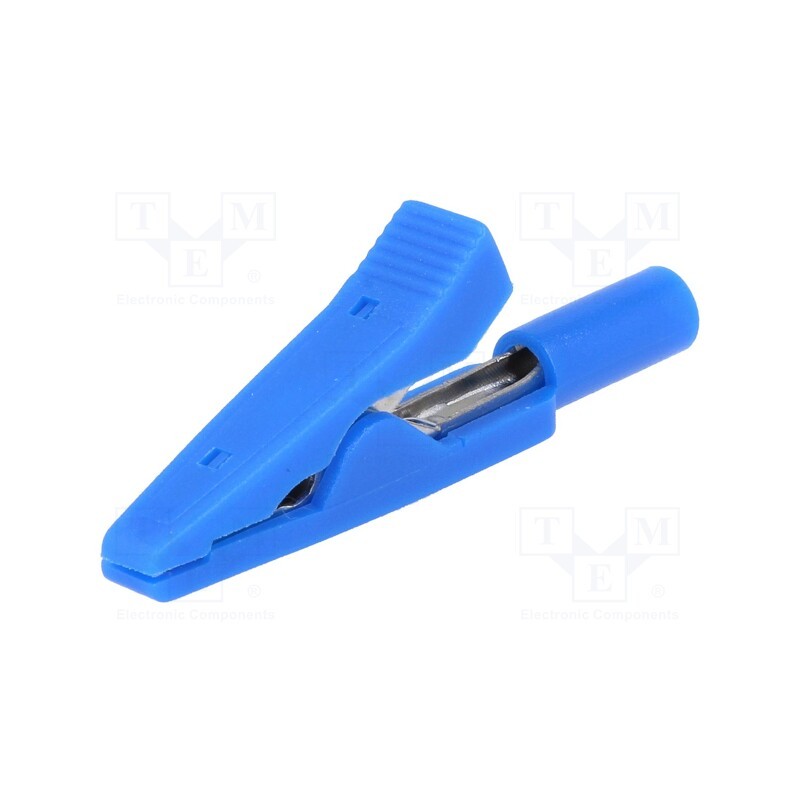 10 pcs : AX-CR-2PM-BL - Crocodile clip, 10A, 60VDC, blue, Overall len: 41.5mm
