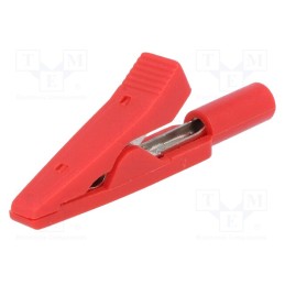 10 pcs : AX-CR-2PM-R - Crocodile clip, 10A, 60VDC, red, Overall len: 41.5mm