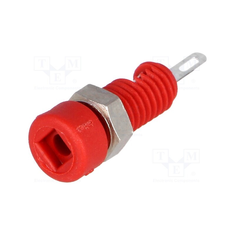 10 pcs : MBI 1 RT - Socket, 2mm banana, 6A, Overall len: 21mm, red, on panel,screw