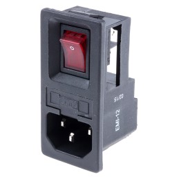 1 pcs - RS PRO C14 Snap-In IEC Connector Male, 6A, 250 V, Fuse Size 5 x 20mm