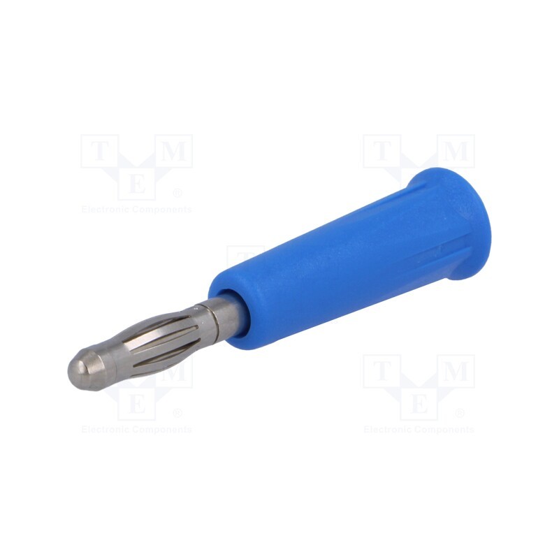 10 pcs : 1010-I-BL - Plug, 4mm banana, 24A, 60VDC, blue, non-insulated, on cable
