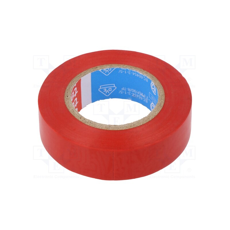 10 pcs : 53988-00020-00 - Tape: electrical insulating, W: 15mm, L: 10m, Thk: 0.15mm, red, 90°C