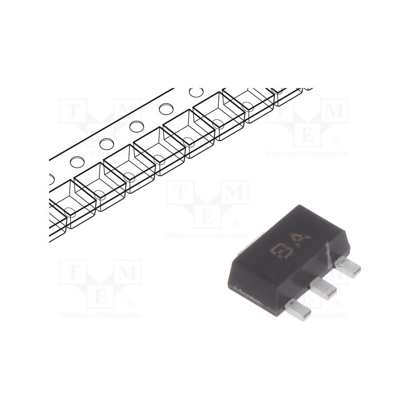 50 pcs : BCX54TA - Transistor: NPN, bipolar, 45V, 1A, 1W, SOT89