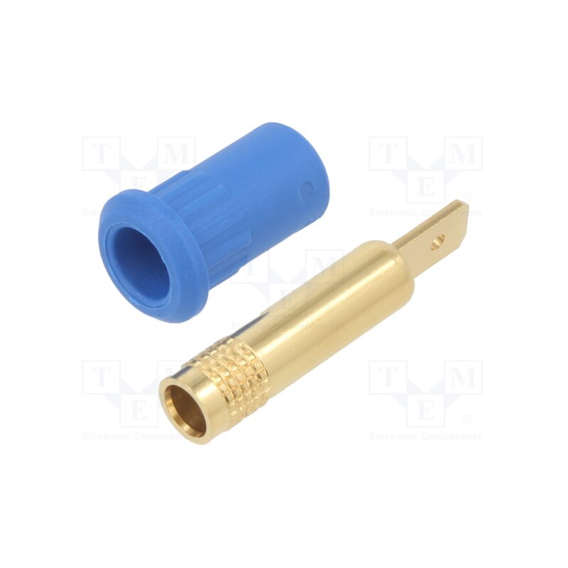 10 pcs : 64.3010-23 - Socket, 4mm banana, 25A, 30VAC, 60VDC, 30mm, blue, gold-plated