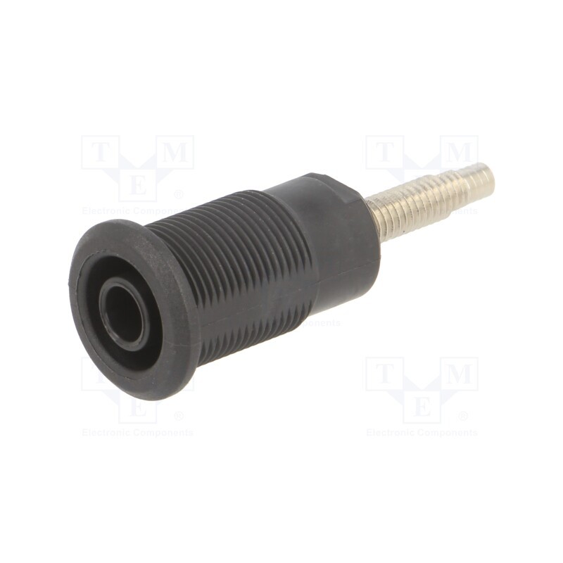 10 pcs : 49.7034-21 - Socket, 4mm banana, 32A, black, nickel plated, Overall len: 38.5mm