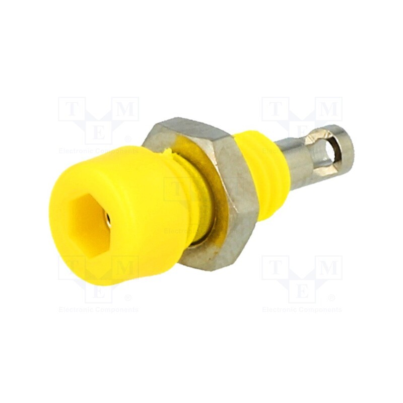 10 pcs : 224-M5-I-GE - Socket, 2mm banana, 10A, 60VDC, Overall len: 17mm, yellow, 5mΩ