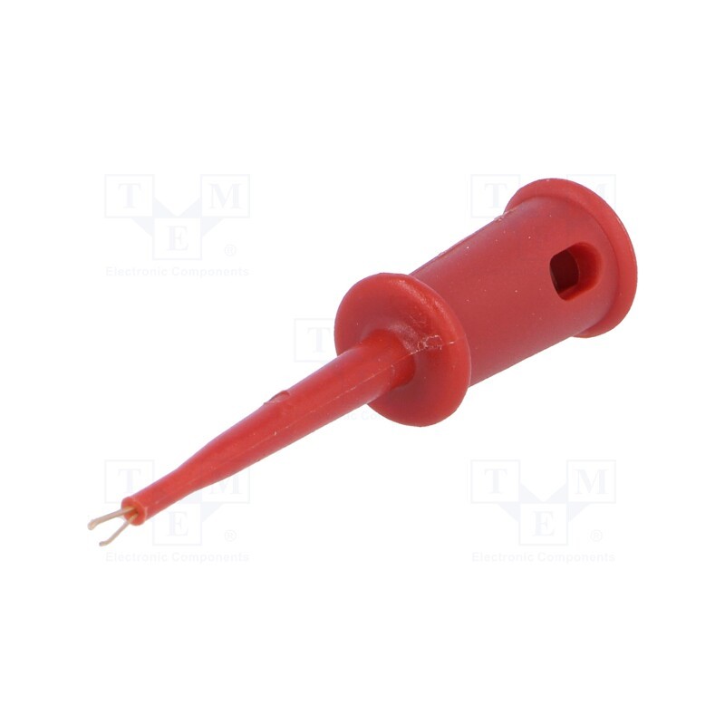10 pcs : - Clip-on probe, pincers type, 3A, 60VDC, red, Insulation: polyamide