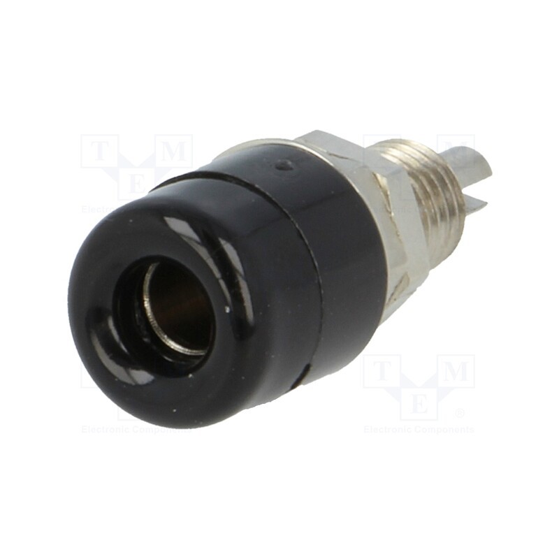 10 pcs : IBU 401 NI / SW - Socket, 4mm banana, 32A, 60VDC, black, nickel plated, insulated