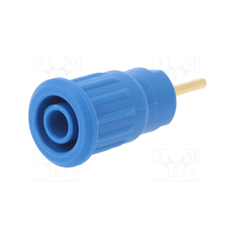 10 pcs : 23.3130-23 - Socket, 4mm banana, 24A, 1kV, L: 35.5mm, blue, gold-plated, on panel