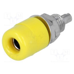 10 pcs : IBU 401 NI / GE - Socket, 4mm banana, 32A, 60VDC, yellow, nickel plated, insulated
