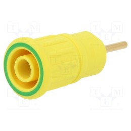 10 pcs : 23.3130-20 - Socket, 4mm banana, 24A, 1kV, L: 35.5mm, yellow-green, gold-plated
