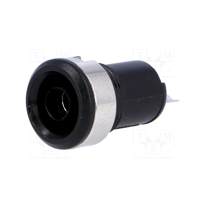 10 pcs : - Socket, 4mm banana, 10A, 60VDC, Cutout: Ø12.2mm, black, insulated