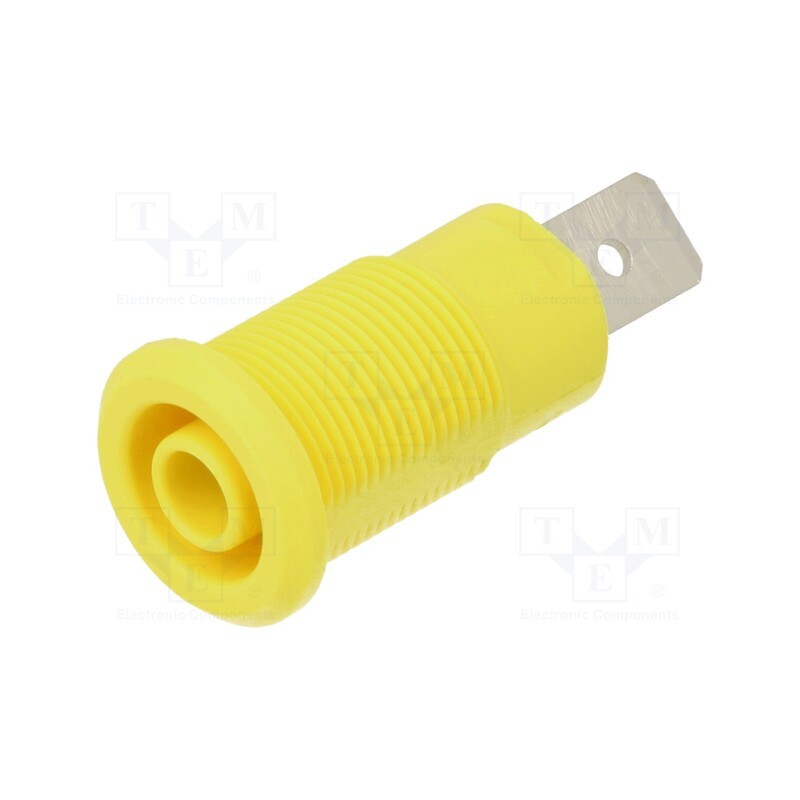 10 pcs : 23.3040-24 - Socket, 4mm banana, 32A, 1kV, Cutout: Ø12.2mm, yellow, insulated