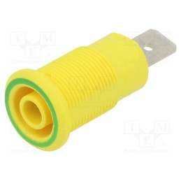 10 pcs : 23.3040-20 - Socket, 4mm banana, 32A, 1kV, Cutout: Ø12.2mm, yellow-green, brass